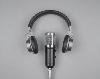 Headphones and microphone.